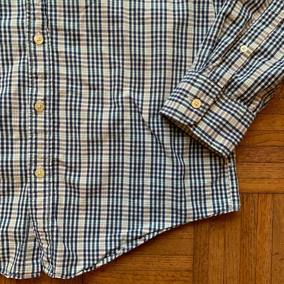 Men's J. Crew Slim Fit Blue Gray Orange Shirt, L - Picture 5 of 6